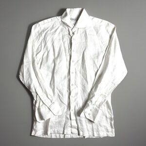 Bahia Sol Shirt Mens Medium White Creme 100% Linen Relax Casual Beach Wedding